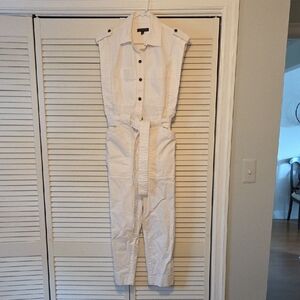 BR White Sleeveless Jumpsuit with Belt